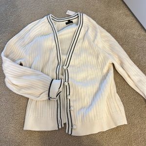 Talbots Cream Cardigan with Black Trim